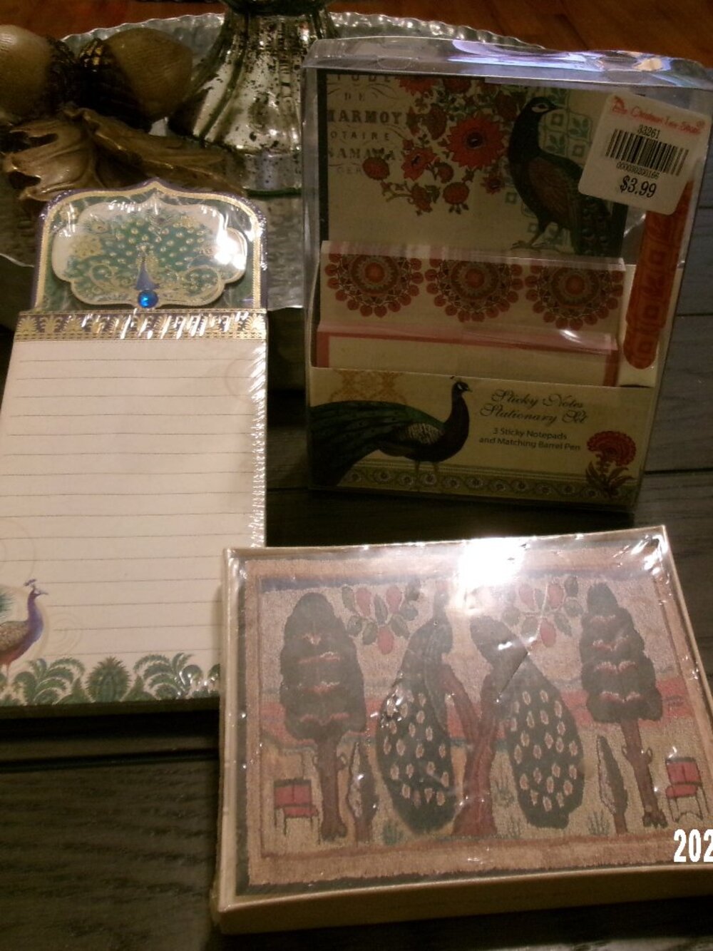 Lot Vintage Peacock Stationery Items Notepad, Blank Cards Punch Studio Hallmark